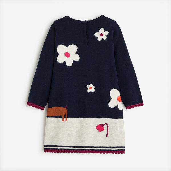 Toddler girls' navy blue long sleeve dress