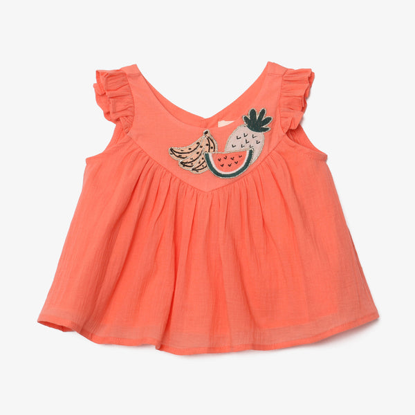 Baby girl embroidered crepe top