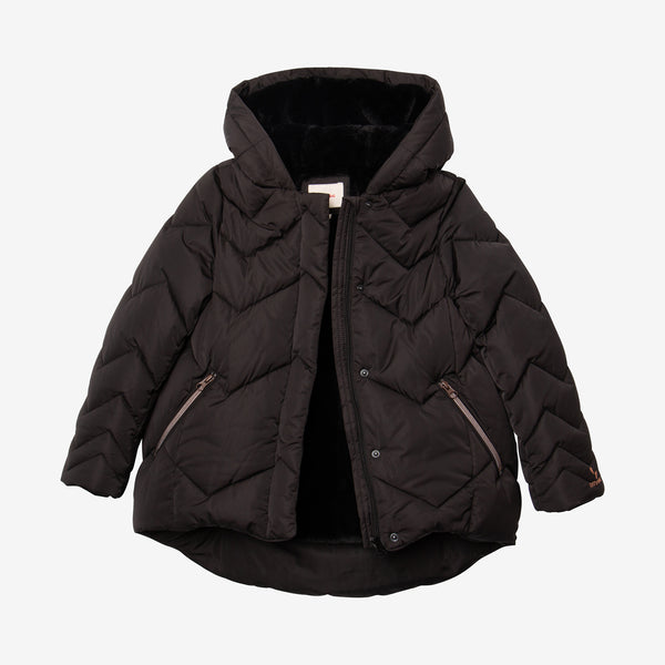 Girl black quilted parka