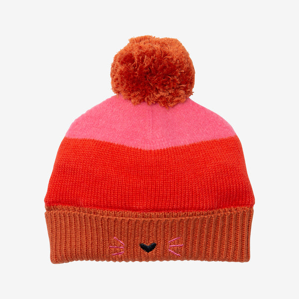 Baby girl color block pink hat