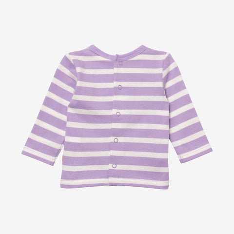 Newborn girls' purple striped T-shirt