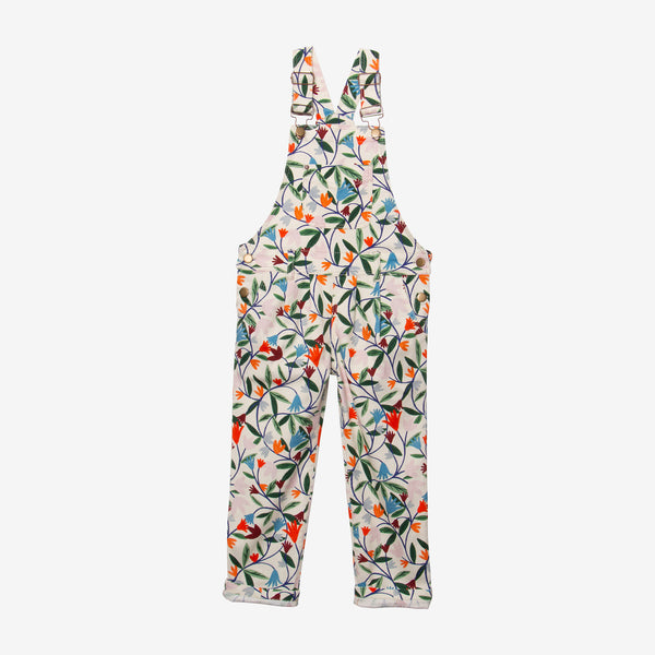 Girls' floral print overalls