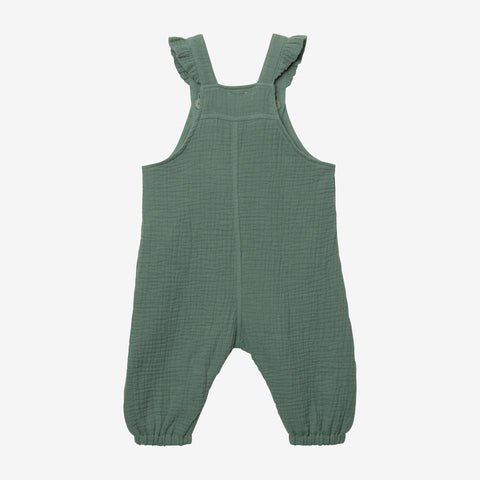 Newborn girls' green overalls in baby blanket material