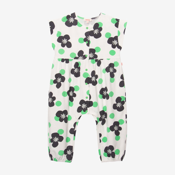 Baby Girl long romper with pop flowers