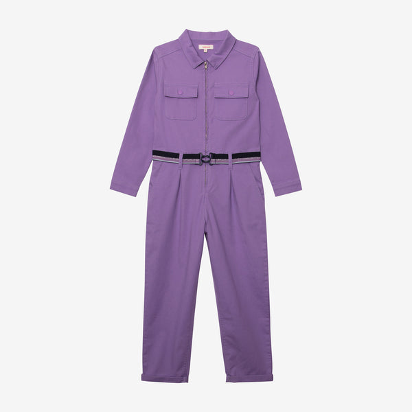 Girls' long purple jumpsuit