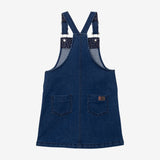 Girls' embroidered denim overall dress