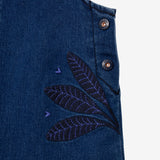 Girls' embroidered denim overall dress
