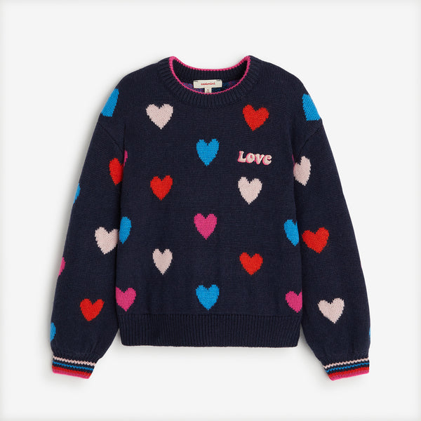 Girls' navy blue knitted sweater