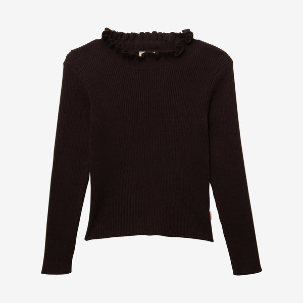Girls' black knitted sweater