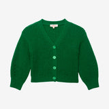 Girls' green knit cardigan