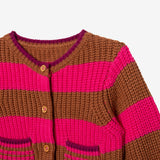 Newborn girls' hot pink knit cardigan
