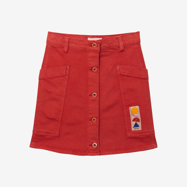 Girls' terracotta denim skirt