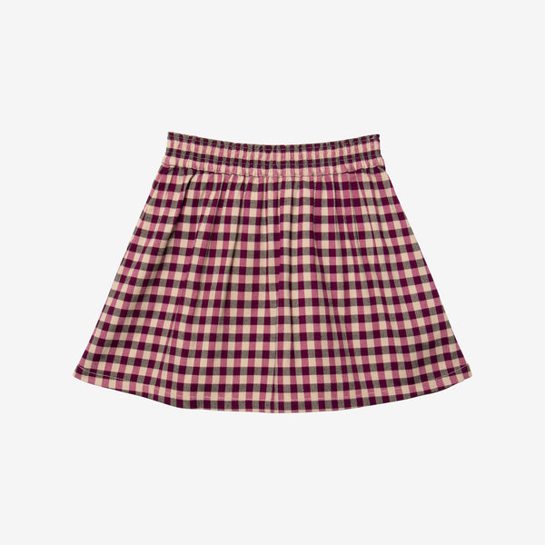 Girls' purple gingham skirt