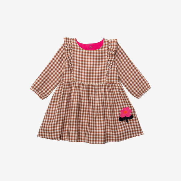 Newborn girls' cinnamon long sleeve dress