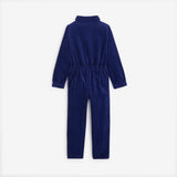 Girls' blue velvet jumpsuit