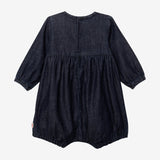 Newborn girls' dark blue denim romper