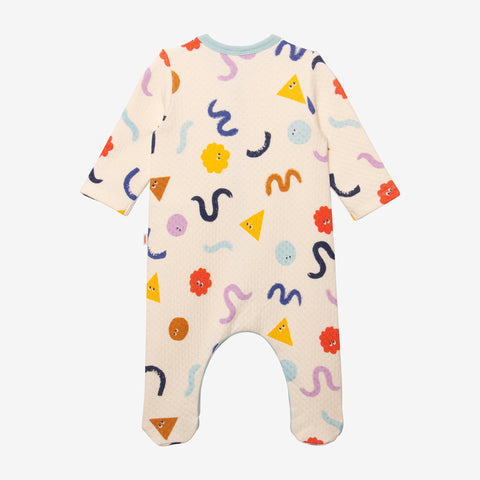 Newborn boys' beige footie pajama