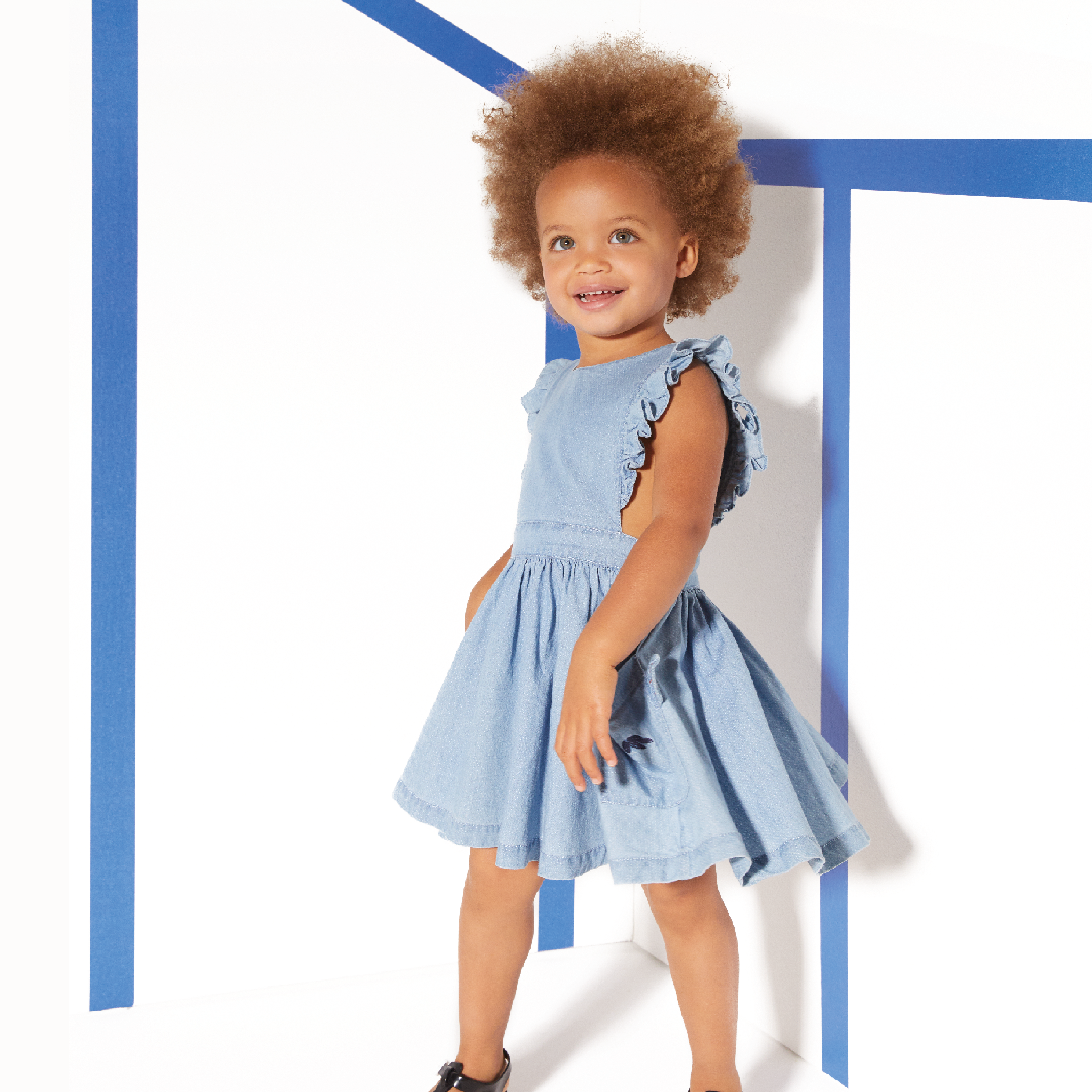 Blue jean dress top for baby girl