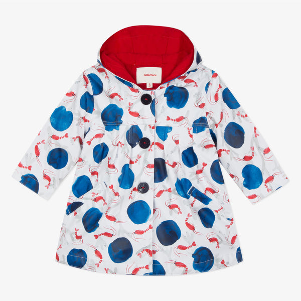 Baby girl marine printed rubberized rain jacket