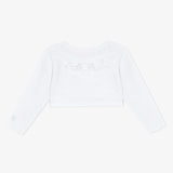 Baby girl white embroidered cropped cardigan