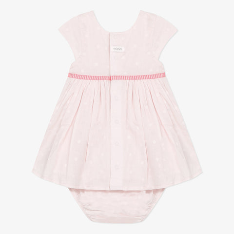 Newborn girl light pink dress and bloomer set