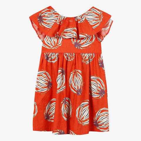 Girls' print ruffle dress