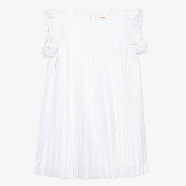 Girls' white pleated dress