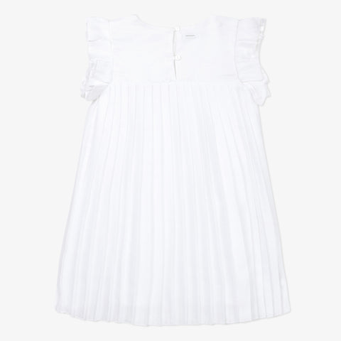 Girls' white pleated dress