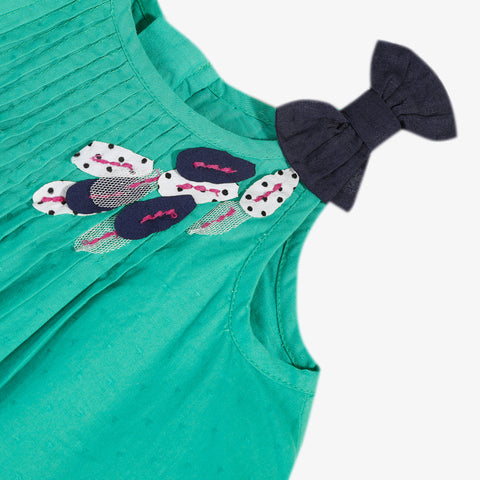 Baby girl teal sundress with bow