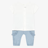Newborn girl short sleeve t-shirt and soft denim pants set