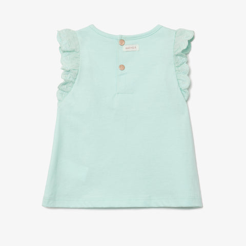 Baby girl ruffled green tank top