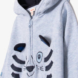 Newborn boy tiger zipped hooded cardigan