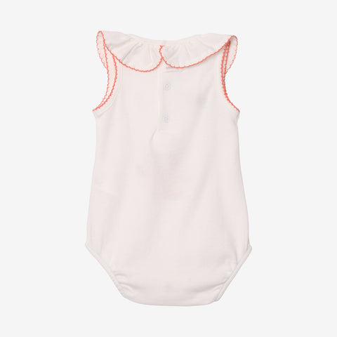 Newborn girl bodysuit with ruffled collar