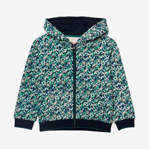 Girl floral green zip hoodie