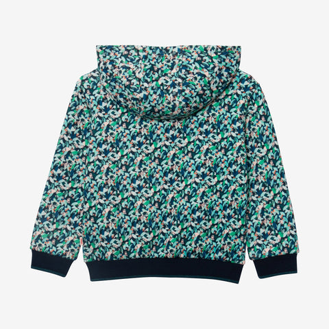 Girl floral green zip hoodie