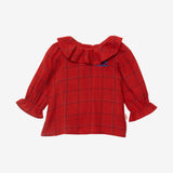 Newborn girl terracotta ruffle blouse