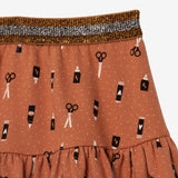 Girl brown ruffle skirt