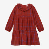 Girl checked tiered dress