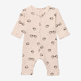 Newborn hedgehog and polka dots jumpsuit