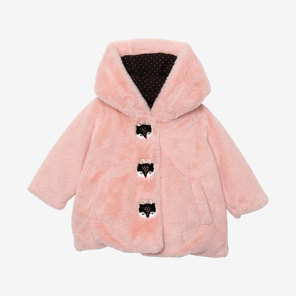 Baby girl faux fur pink coat