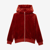 Boy burgundy faux fur zip hoodie