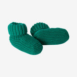 Newborn knit booties in green