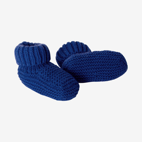 Newborn knit booties in blue