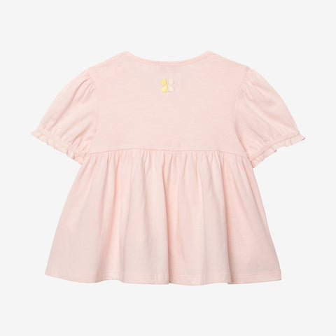 Baby girl's pink puff-sleeve T-shirt