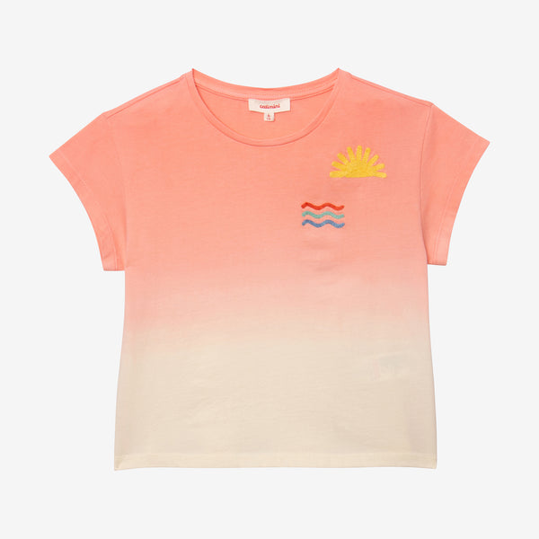 Girls' embroidered deep dye T-shirt
