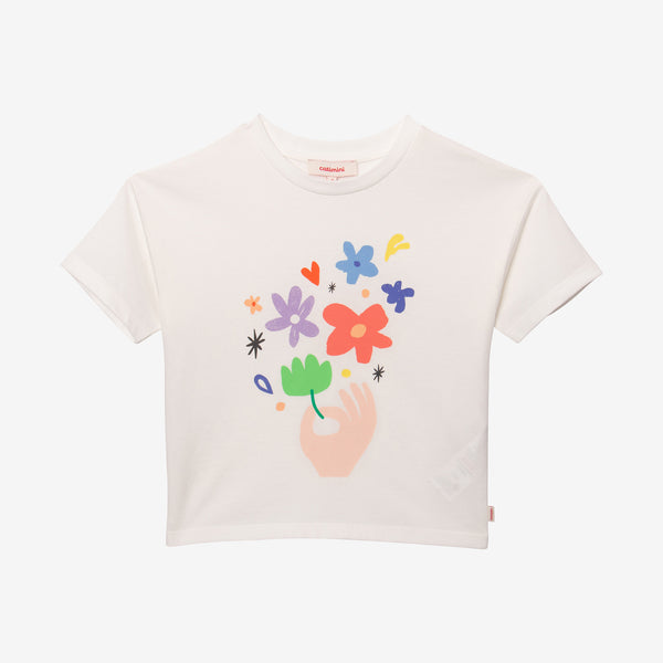Girls' colorful flowered T-shirt