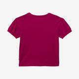 Girls' petunia pink embroidered T-shirt