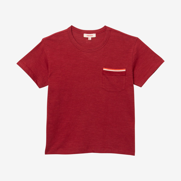 Boy's red striped pocket T-shirt