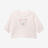 Newborn girls' sweatshirt with cat embroidery
