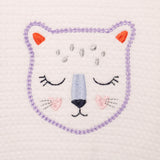Newborn girls' sweatshirt with cat embroidery
